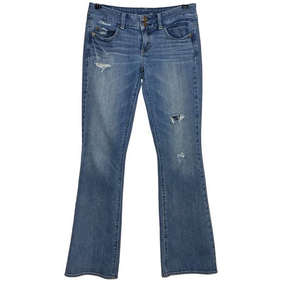 American Eagle Jeans Womens 4 Artist Flare Bootcut Low Rise Y2K 90s Stretch Boho - Picture 1 of 16